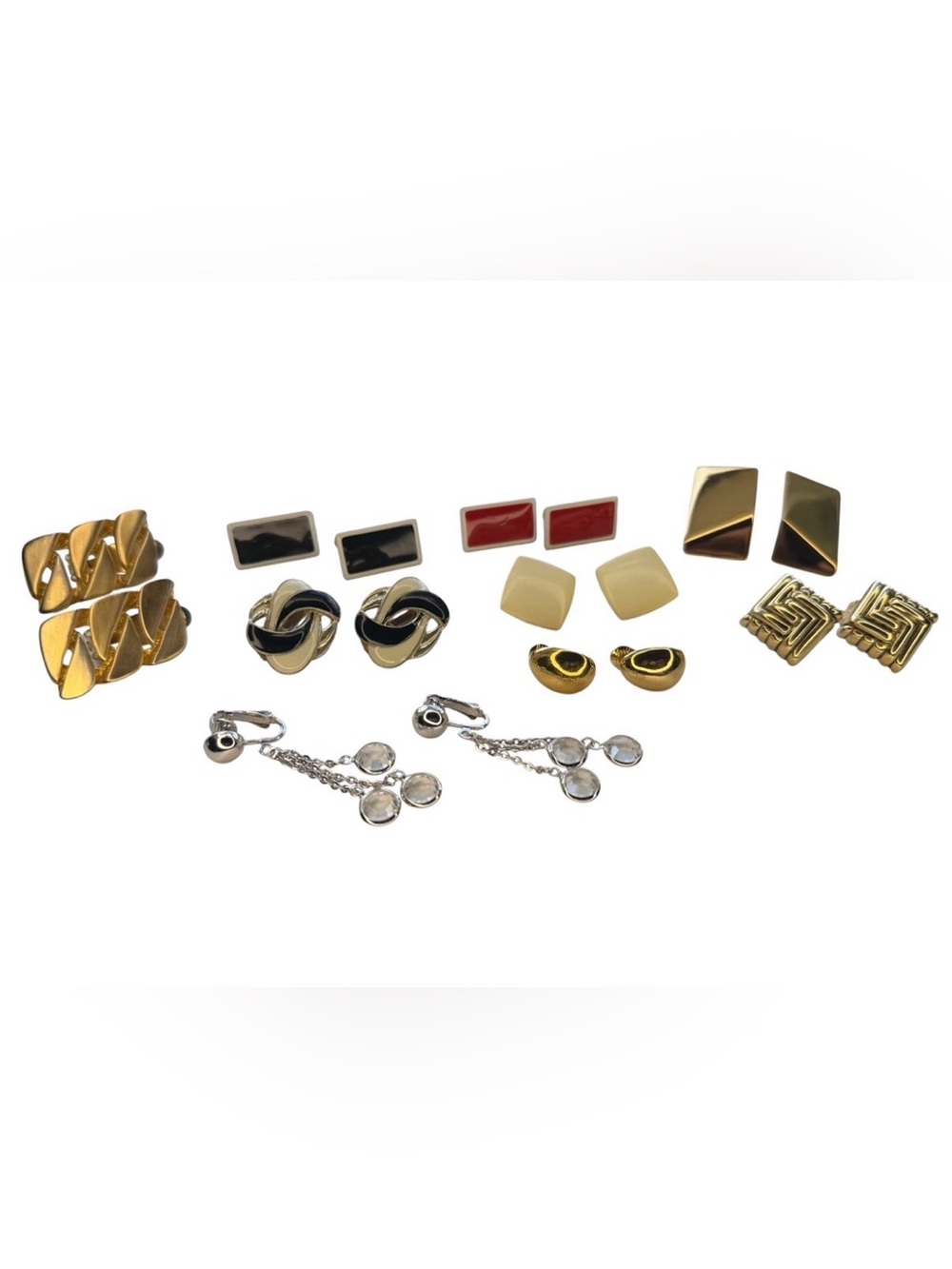 Lot of 9 Vintage Costume Clip-On Earrings (Napier, Monet & More)